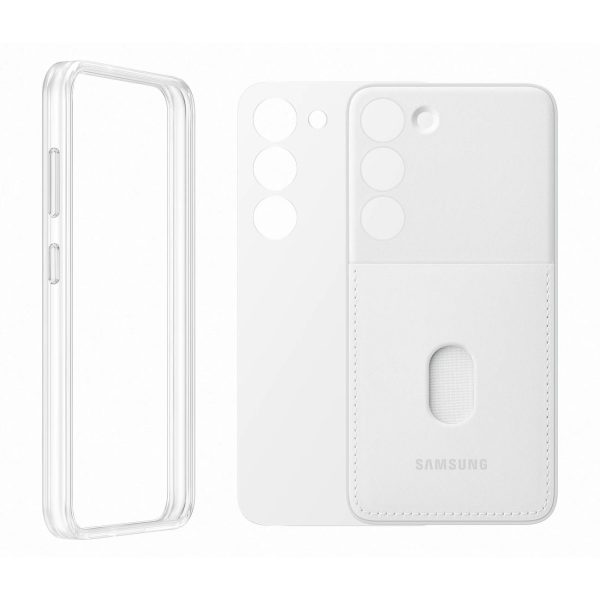 Gadījuma korpuss ar nomaināmām mugurām Samsung Galaxy S23 rāmja vāks balts