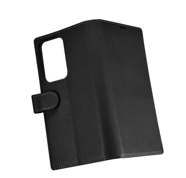 Ādas korpusa korpusa portfelis Samsung Galaxy S23 Ultra maka korpuss melns