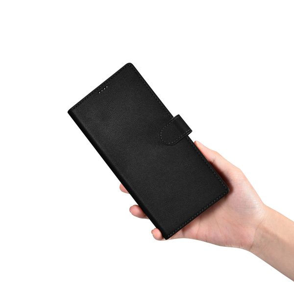 Ādas korpusa korpusa portfelis Samsung Galaxy S23 Ultra maka korpuss melns