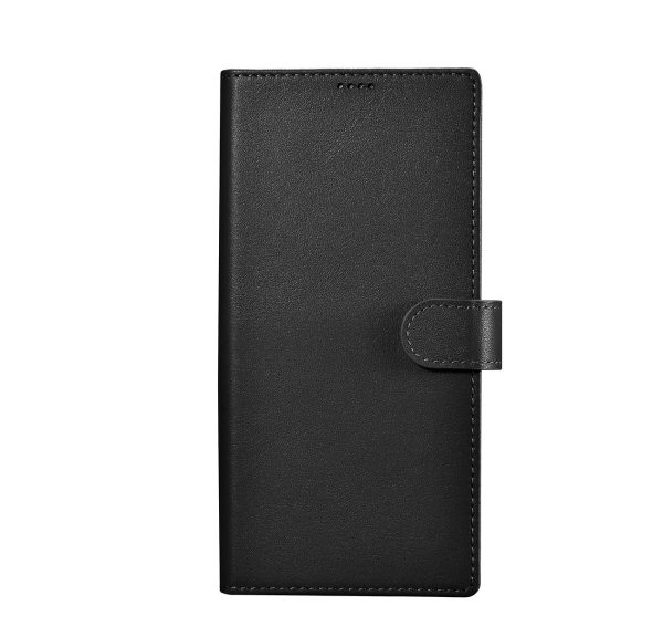 Ādas korpusa korpusa portfelis Samsung Galaxy S23 Ultra maka korpuss melns