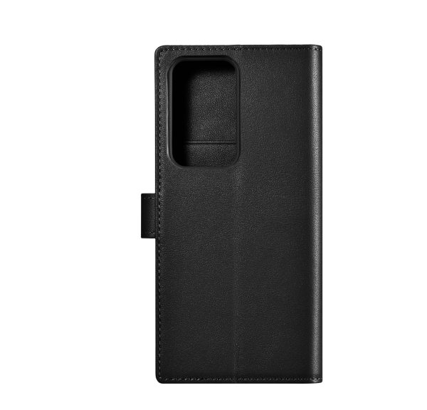 Ādas korpusa korpusa portfelis Samsung Galaxy S23 Ultra maka korpuss melns
