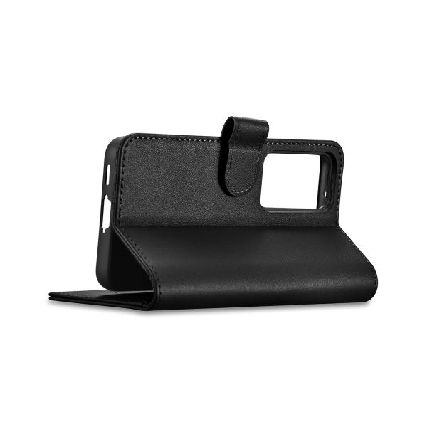 Ādas korpusa korpusa portfelis Samsung Galaxy S23+ seifa korpusam melns