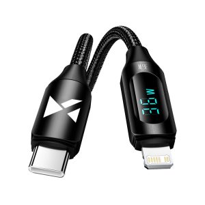 Kabelis kabelis iPhone USB -C - zibens ar LED 36W 2M LED displeju