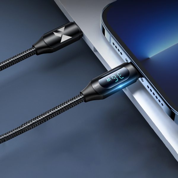 Kabelis kabelis iPhone USB -C - zibens ar LED 36W 2M LED displeju