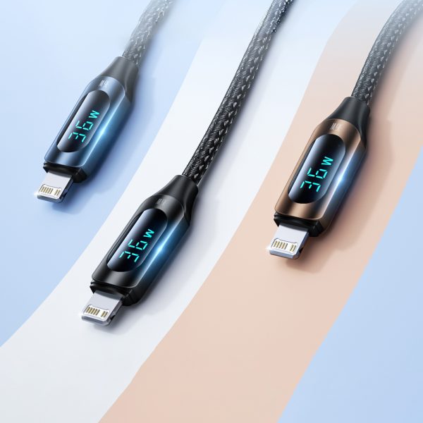 Kabelis kabelis iPhone USB -C - zibens ar LED 36W 1M LED displeju