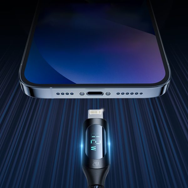 Kabelis kabelis iPhone USB -A - zibens ar LED 2,4A 1M LED displeju