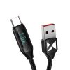 USB-A Cable-USB-C ar LED displeju 66W 6A 1M Black