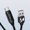 USB-A Cable-USB-C ar LED displeju 66W 6A 1M Black