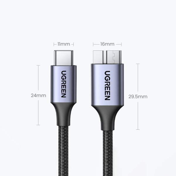 USB-C kabeļa kabeļa mikro USB-B 3,0 3A 0,5 m pelēks