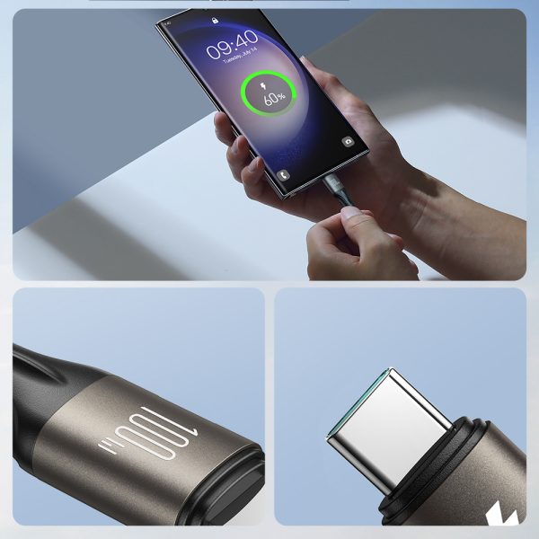 Kabelis USB-C 100W gaismas ātruma sērija 1,2m melns