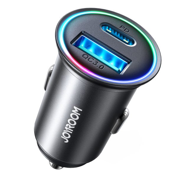 Mini automašīnas lādētājs 60W USB-A QC3.0 USB-C PD Black