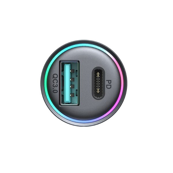Mini automašīnas lādētājs 60W USB-A QC3.0 USB-C PD Black