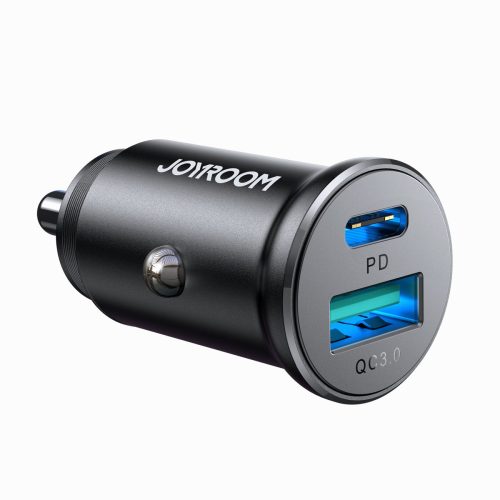 Mini automašīnas lādētājs 30W USB-A QC3.0 USB-C PD Black