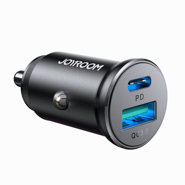 Mini automašīnas lādētājs 30W USB-A QC3.0 USB-C PD Black