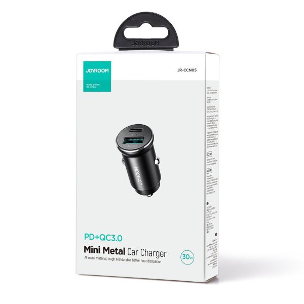 Mini automašīnas lādētājs 30W USB-A QC3.0 USB-C PD Black