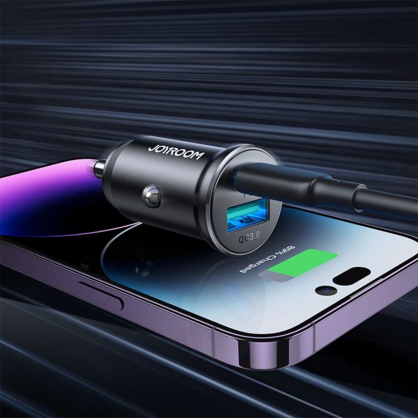 Mini automašīnas lādētājs 30W USB-A QC3.0 USB-C PD Black