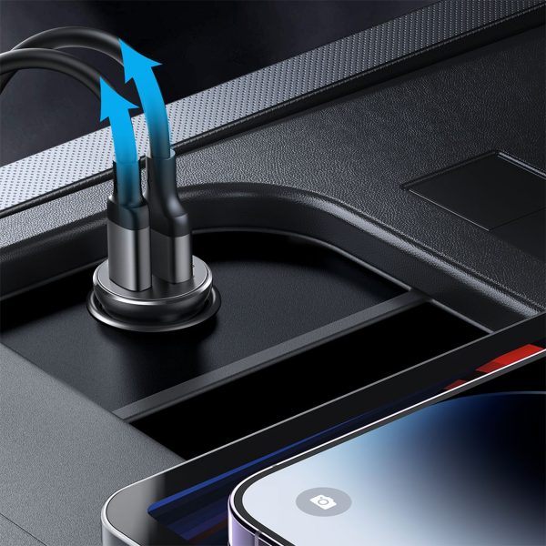 Mini automašīnas lādētājs 30W USB-A QC3.0 USB-C PD Black