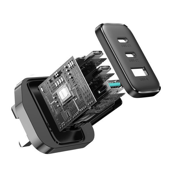 Ātrs 2X USB-C USB-A 32W USB-A 32W Heaver. Lielbritānija 32W angļu spraudnis