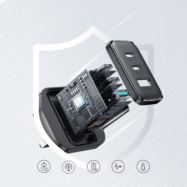 Ātrs 2X USB-C USB-A 32W USB-A 32W Heaver. Lielbritānija 32W angļu spraudnis