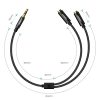 Kabeļu audio rajona minijack 3,5 mm - 2x minijack 3,5 mm 21cm melns
