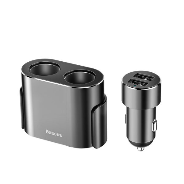 Automašīnas šķiltavas ligzdas sadalītājs 2X USB 3.1A 17W melnais lādētājs