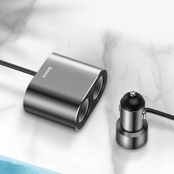 Automašīnas šķiltavas ligzdas sadalītājs 2X USB 3.1A 17W melnais lādētājs