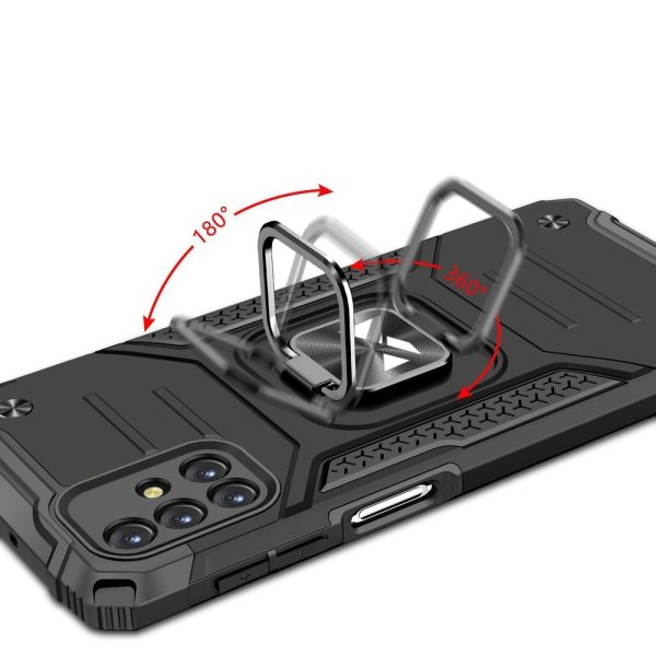 Bruņu hibrīda korpuss Samsung Galaxy M31s vāks + magnētiskā gredzena bruņu sudraba rokturis