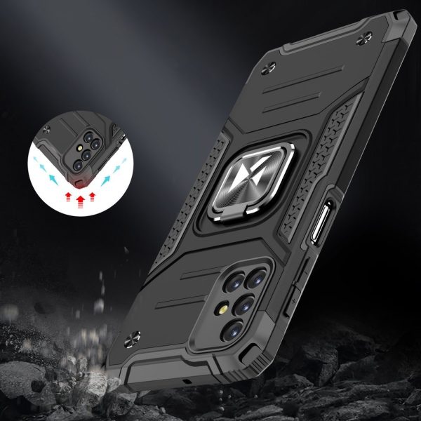 Bruņu hibrīda korpuss Samsung Galaxy M31s vāks + magnētiskā gredzena bruņu sudraba rokturis