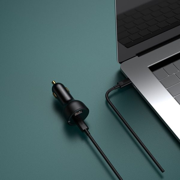 Ātra spēcīga automašīnas lādētājs USB / USB-C PPS QC PD 100W Black