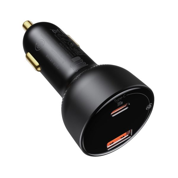 Ātra spēcīga automašīnas lādētājs USB / USB-C PPS QC PD 100W Black
