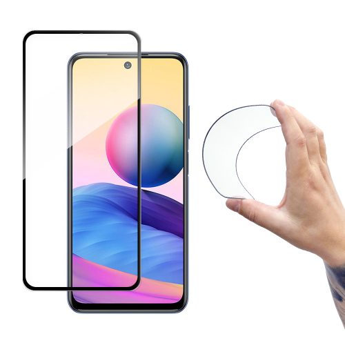 Stikla folija rūdīta stikls ar ekrānu Xiaomi Redmi Note 10 5G Pilns vāks Flexi Nano Black