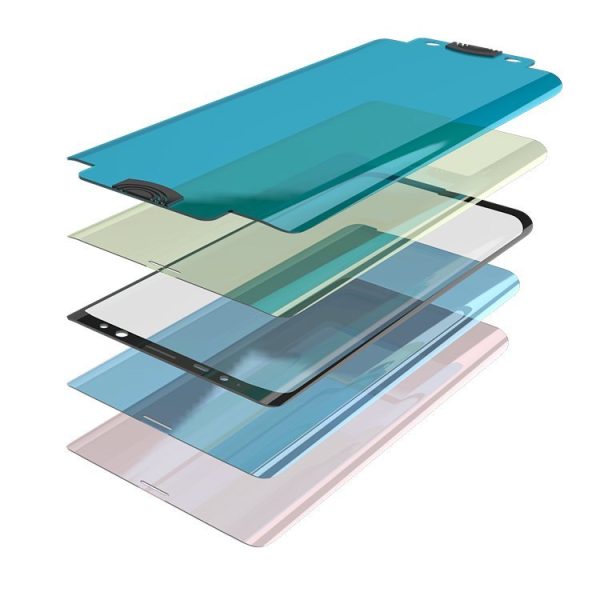 Stikla folija rūdīta stikls ar Samsung Galaxy S21+ 5G 3D malu nano flexi stikla melna stikla rāmis