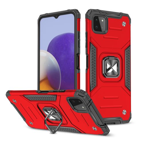 Bruņu korpusa vāks + magnētiskais rokturis Samsung Galaxy A22 4G gredzena bruņas sarkana