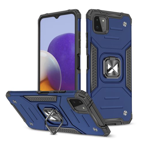 Bruņu korpusa vāks + magnētiskais rokturis Samsung Galaxy A22 4G gredzena bruņas zilas