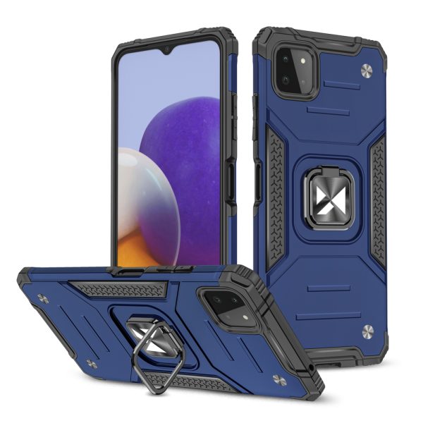 Bruņu korpusa vāks + magnētiskais rokturis Samsung Galaxy A22 4G gredzena bruņas zilas