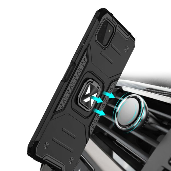 Bruņu korpusa vāks + magnētiskais rokturis Samsung Galaxy A22 4G gredzena bruņas zilas