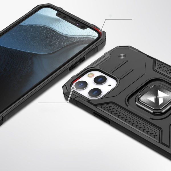 Bruņu korpusa vāks + magnētiskais rokturis iPhone 13 Pro Max Ring Armor Black Armor