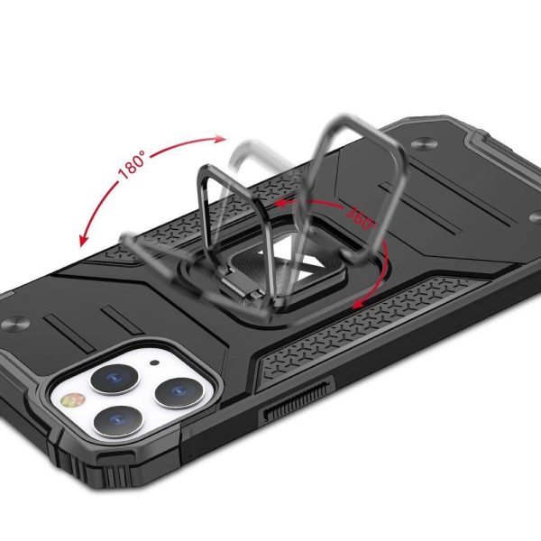 Bruņu korpusa vāks + magnētiskais rokturis iPhone 13 Pro Max Ring Armor Black Armor