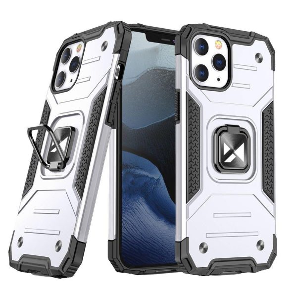Bruņu korpusa vāks + magnētiskais rokturis iPhone 13 mini gredzena bruņu sudrabs