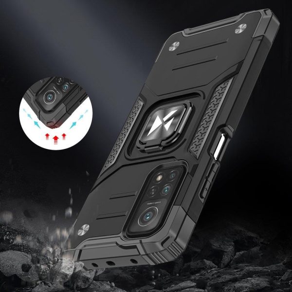 Bruņota korpusa vāks + magnētiskais rokturis Mi Poco M4 Pro 5G / Redmi Note 11 5g gredzena bruņas melna