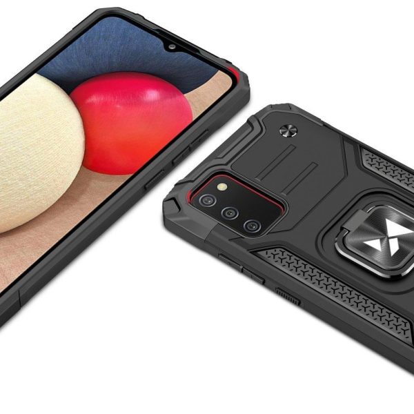 Bruņu korpusa vāks + magnētiskais rokturis Samsung Galaxy A03S gredzena bruņas zilas