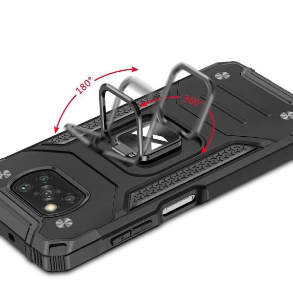 Bruņu korpusa vāks + magnētiskais rokturis Samsung Galaxy A03S gredzena bruņas zilas