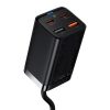 Ātrs lādētājs Gan3 Pro 2X USB-C / 2X USB 65W PD QC + USB-C 1M kabelis melns