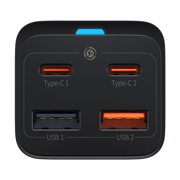 Ātrs lādētājs Gan3 Pro 2X USB-C / 2X USB 65W PD QC + USB-C 1M kabelis melns