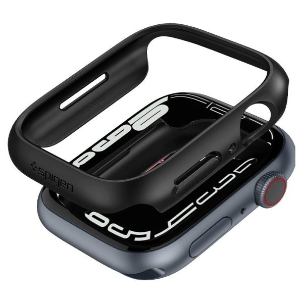 1022190-13-etui-ochronne-koperta-na-apple-watch-7-8-45mm-th-spigen-hurtownia-sklep Aizsardzības korpusa aploksne Apple Watch 7/8 45 mm plānā iederējā melnā krāsā