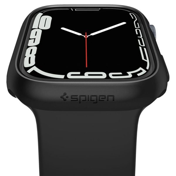 1022190-7-etui-ochronne-koperta-na-apple-watch-7-8-45mm-th-spigen-hurtownia-sklep Aizsardzības korpusa aploksne Apple Watch 7/8 45 mm plānā iederējā melnā krāsā