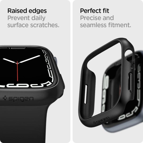 1022190-9-etui-ochronne-koperta-na-apple-watch-7-8-45mm-th-spigen-hurtownia-sklep Aizsardzības korpusa aploksne Apple Watch 7/8 45 mm plānā iederējā melnā krāsā