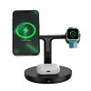 3in1 stenda indukcijas lādētājs iPhone Apple Watch AirPods + USB-C 1M kabelis melns