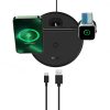 3in1 stenda indukcijas lādētājs iPhone Apple Watch AirPods + USB-C 1M kabelis melns