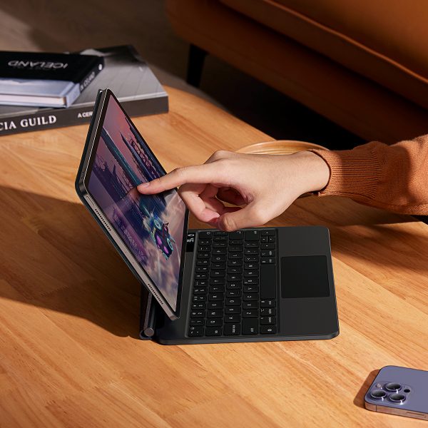 Magnētiskais korpuss + bezvadu tastatūra ar iPad Pro 11 '' / iPad Air 4/5 10,9 "pelēkā krāsā